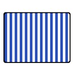 Vertical Stripes - White and Cerulean Blue Fleece Blanket (Small) (One Side)