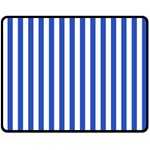 Vertical Stripes - White and Cerulean Blue Double Sided Fleece Blanket (Medium) (Two Sides)