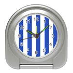 Vertical Stripes - White and Cerulean Blue Desk Alarm Clock