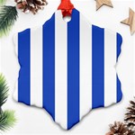 Vertical Stripes - White and Cerulean Blue Ornament (Snowflake)