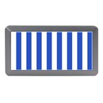 Vertical Stripes - White and Cerulean Blue Memory Card Reader (Mini)