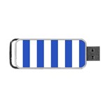 Vertical Stripes - White and Cerulean Blue Portable USB Flash (One Side)