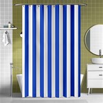 Vertical Stripes - White and Cerulean Blue Shower Curtain 48  x 72  (Small)