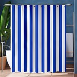 Vertical Stripes - White and Cerulean Blue Shower Curtain 60  x 72  (Medium)