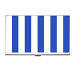 Vertical Stripes - White and Cerulean Blue Business Card Holder