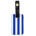 Vertical Stripes - White and Cerulean Blue Luggage Tag (One Side)