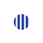 Vertical Stripes - White and Cerulean Blue 1  Mini Button