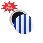 Vertical Stripes - White and Cerulean Blue 1.75  Magnet (10 pack)