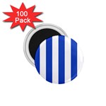 Vertical Stripes - White and Cerulean Blue 1.75  Magnet (100 pack)