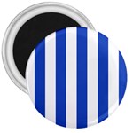 Vertical Stripes - White and Cerulean Blue 3  Magnet