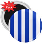 Vertical Stripes - White and Cerulean Blue 3  Magnet (10 pack)