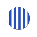 Vertical Stripes - White and Cerulean Blue Magnet 3  (Round)