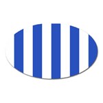 Vertical Stripes - White and Cerulean Blue Magnet (Oval)