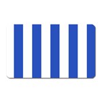 Vertical Stripes - White and Cerulean Blue Magnet (Rectangular)