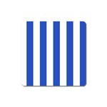 Vertical Stripes - White and Cerulean Blue Magnet (Square)