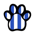 Vertical Stripes - White and Cerulean Blue Magnet (Paw Print)