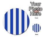 Vertical Stripes - White and Cerulean Blue Multi-purpose Cards (Round)