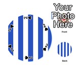 Vertical Stripes - White and Cerulean Blue Playing Cards 54 (Round)