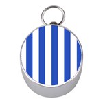 Vertical Stripes - White and Cerulean Blue Silver Compass (Mini)