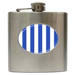 Vertical Stripes - White and Cerulean Blue Hip Flask (6 oz)