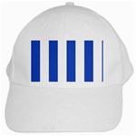 Vertical Stripes - White and Cerulean Blue White Cap