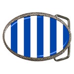 Vertical Stripes - White and Cobalt Blue Belt Buckle