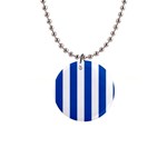 Vertical Stripes - White and Cobalt Blue 1  Button Necklace