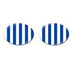 Vertical Stripes - White and Cobalt Blue Cufflinks (Oval)