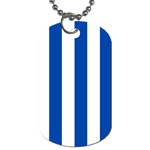 Vertical Stripes - White and Cobalt Blue Dog Tag (Two Sides)