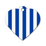 Vertical Stripes - White and Cobalt Blue Dog Tag Heart (Two Sides)