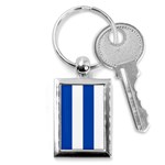 Vertical Stripes - White and Cobalt Blue Key Chain (Rectangle)