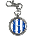 Vertical Stripes - White and Cobalt Blue Key Chain Watch
