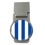 Vertical Stripes - White and Cobalt Blue Money Clip (Round)