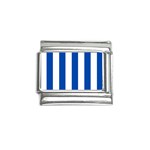 Vertical Stripes - White and Cobalt Blue Italian Charm (9mm)