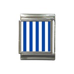 Vertical Stripes - White and Cobalt Blue Italian Charm (13mm)