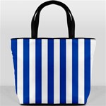 Vertical Stripes - White and Cobalt Blue Bucket Bag