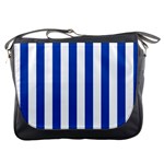 Vertical Stripes - White and Cobalt Blue Messenger Bag