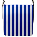 Vertical Stripes - White and Cobalt Blue Flap Closure Messenger Bag (S)