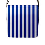 Vertical Stripes - White and Cobalt Blue Flap Closure Messenger Bag (L)