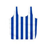 Vertical Stripes - White and Cobalt Blue Full Print Recycle Bag (S)