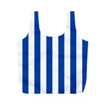 Vertical Stripes - White and Cobalt Blue Full Print Recycle Bag (M)