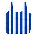 Vertical Stripes - White and Cobalt Blue Full Print Recycle Bag (L)