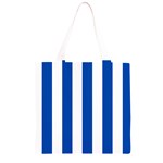 Vertical Stripes - White and Cobalt Blue Grocery Light Tote Bag