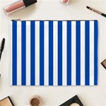 Vertical Stripes - White and Cobalt Blue Cosmetic Bag (XL)