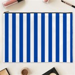 Vertical Stripes - White and Cobalt Blue Cosmetic Bag (XXXL)