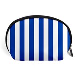 Vertical Stripes - White and Cobalt Blue Accessory Pouch (Large)