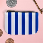 Vertical Stripes - White and Cobalt Blue Mini Coin Purse