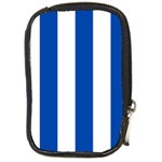 Vertical Stripes - White and Cobalt Blue Compact Camera Leather Case