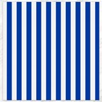 Vertical Stripes - White and Cobalt Blue Canvas 16  x 16 