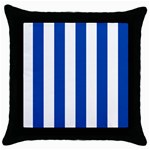 Vertical Stripes - White and Cobalt Blue Throw Pillow Case (Black)
